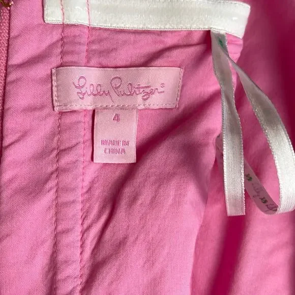Lilly Pulitzer Strapless Fit Flare Resort Wear Dress Pink White Size 4 - Picture 9 of 13